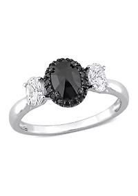 5/8 ct. t.w. Created Moissanite and Black Diamond Engagement Ring 10K White Gold
