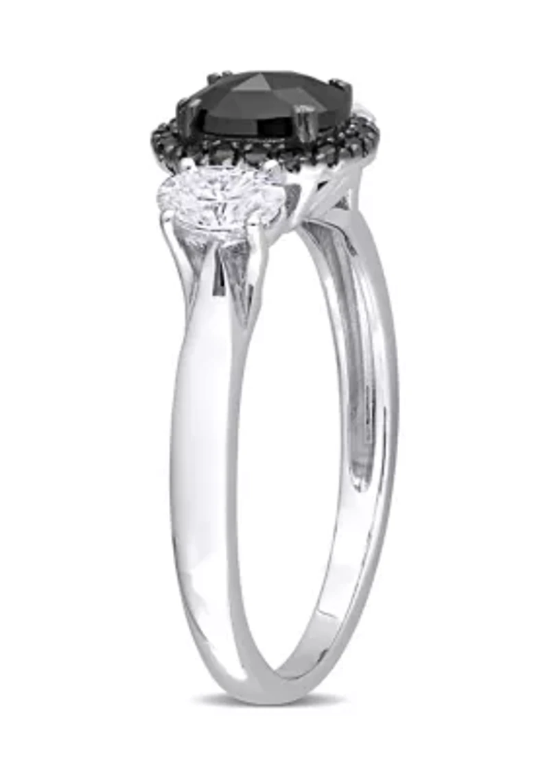 5/8 ct. t.w. Created Moissanite and Black Diamond Engagement Ring 10K White Gold