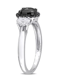 5/8 ct. t.w. Created Moissanite and Black Diamond Engagement Ring 10K White Gold