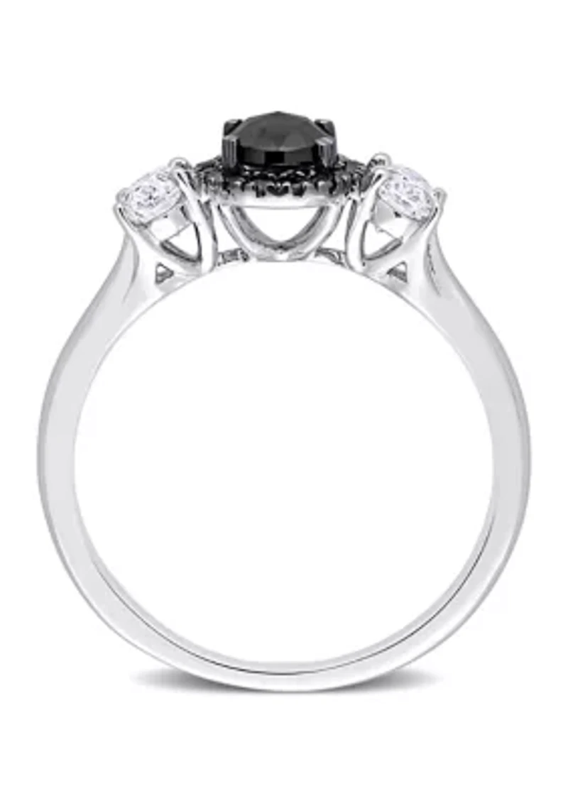 5/8 ct. t.w. Created Moissanite and Black Diamond Engagement Ring 10K White Gold