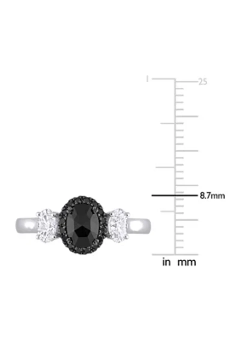 5/8 ct. t.w. Created Moissanite and Black Diamond Engagement Ring 10K White Gold