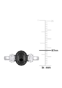 5/8 ct. t.w. Created Moissanite and Black Diamond Engagement Ring 10K White Gold
