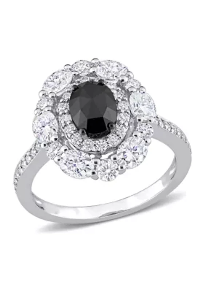 2 ct. t.w. Created Moissanite and 3/4 Black Diamond Ring 10K White Gold
