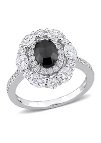 2 ct. t.w. Created Moissanite and 3/4 Black Diamond Ring 10K White Gold