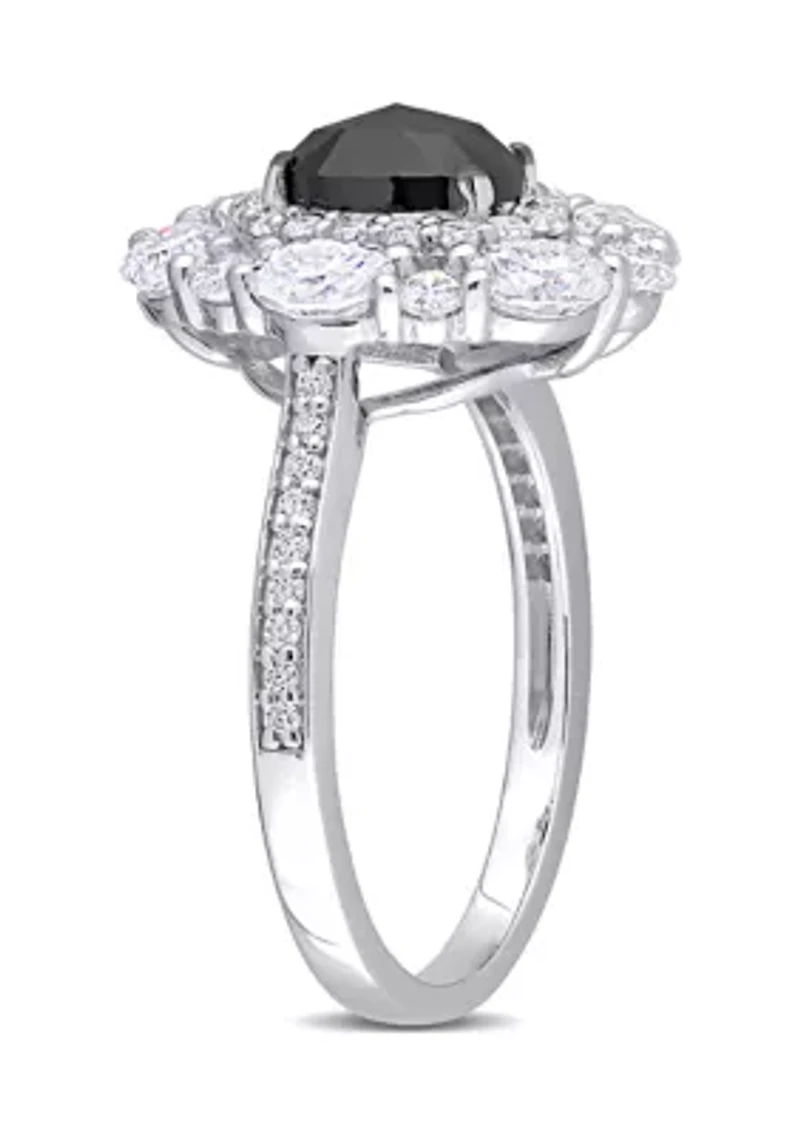 2 ct. t.w. Created Moissanite and 3/4 Black Diamond Ring 10K White Gold