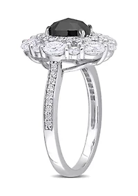 2 ct. t.w. Created Moissanite and 3/4 Black Diamond Ring 10K White Gold