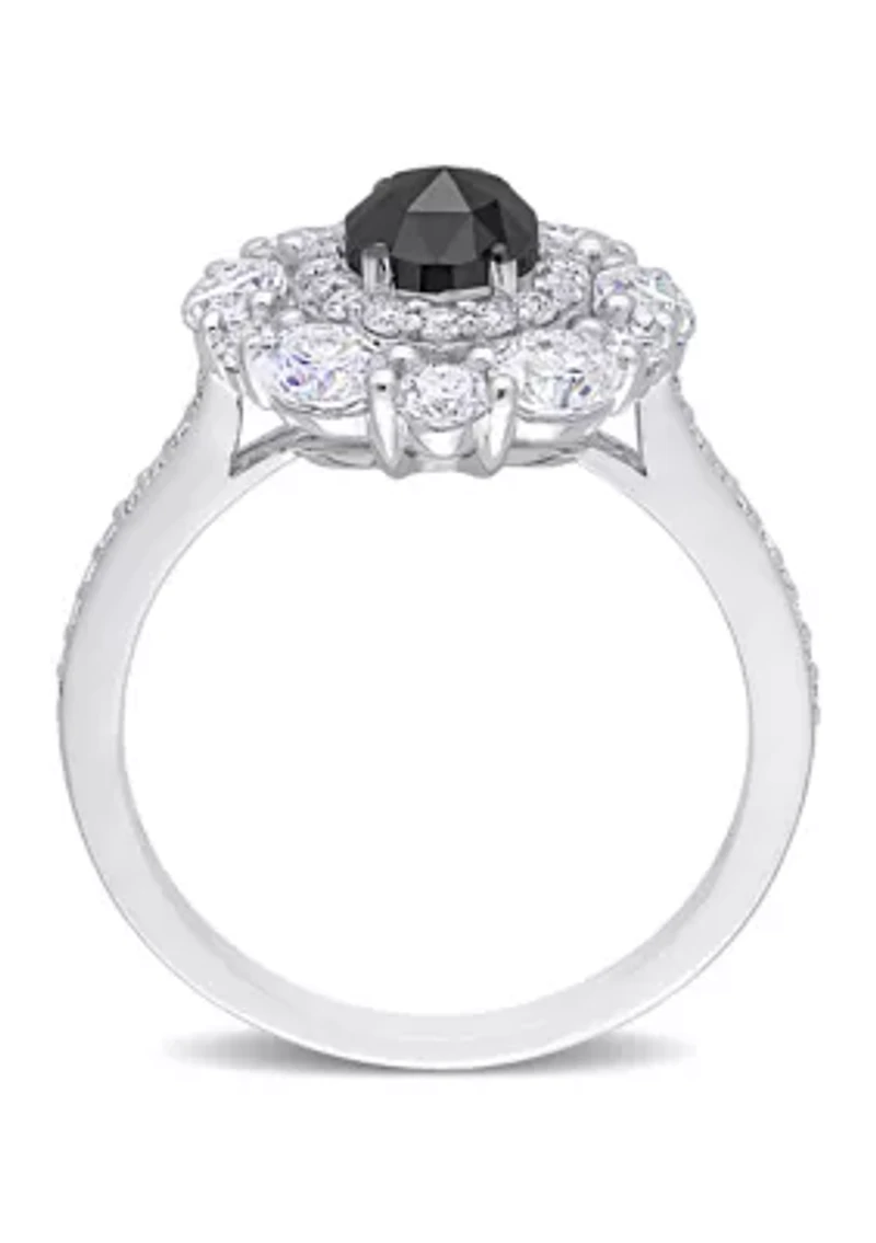 2 ct. t.w. Created Moissanite and 3/4 Black Diamond Ring 10K White Gold
