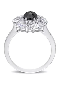 2 ct. t.w. Created Moissanite and 3/4 Black Diamond Ring 10K White Gold