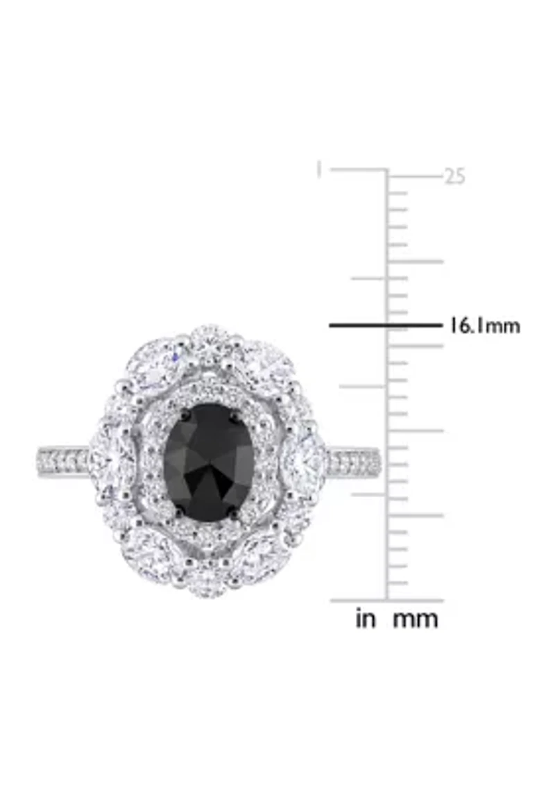 2 ct. t.w. Created Moissanite and 3/4 Black Diamond Ring 10K White Gold