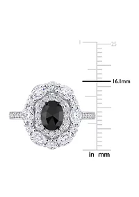 2 ct. t.w. Created Moissanite and 3/4 Black Diamond Ring 10K White Gold