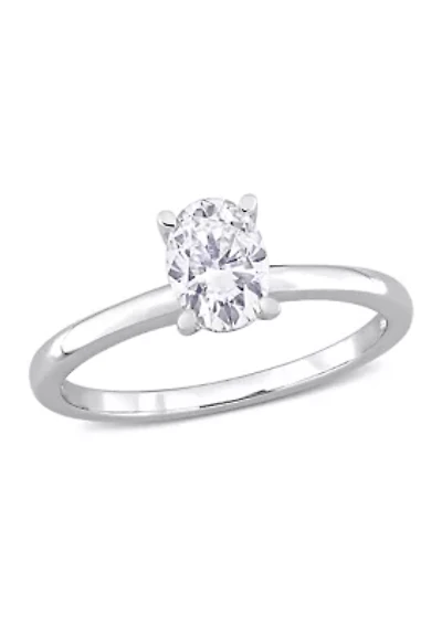 1 ct. t.w. Created Moissanite Oval Solitaire Ring Sterling Silver