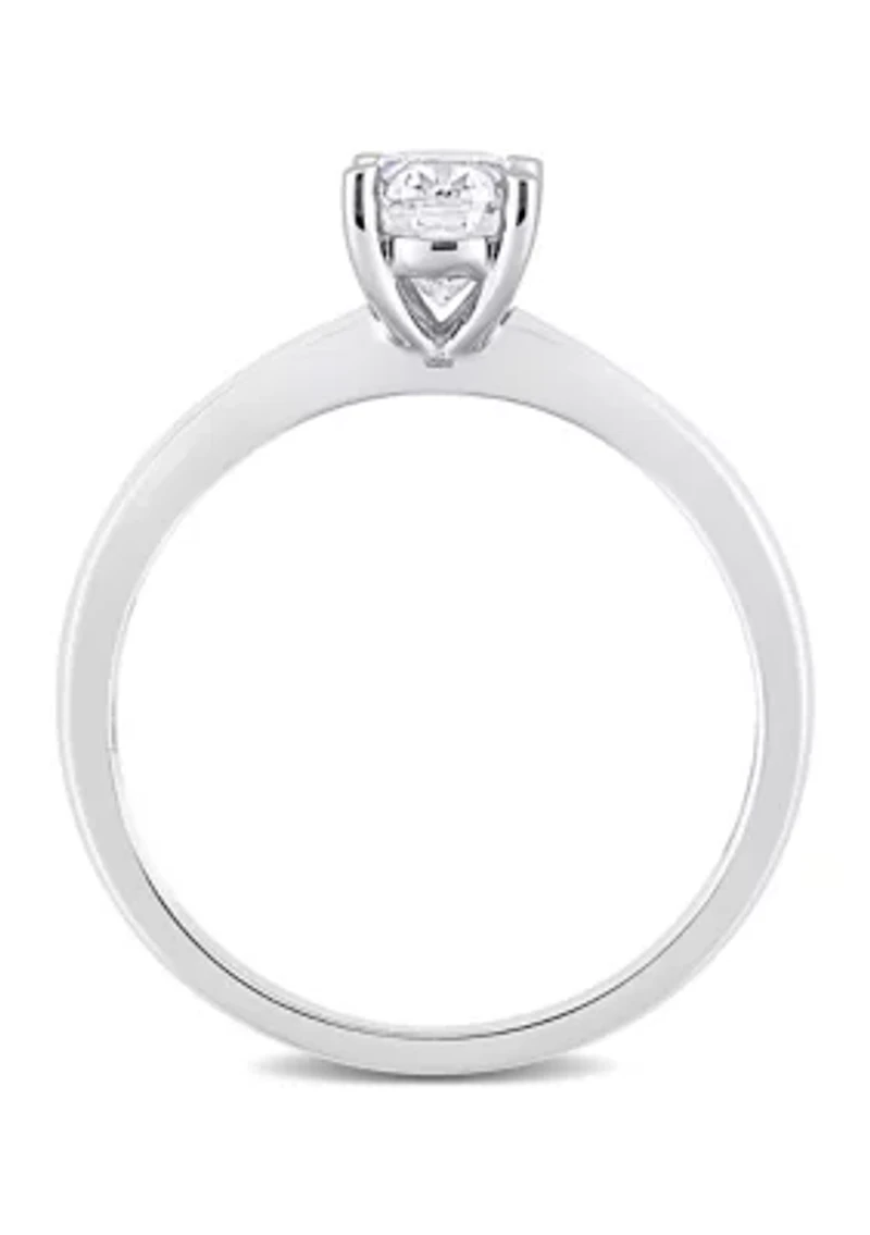 1 ct. t.w. Created Moissanite Oval Solitaire Ring Sterling Silver