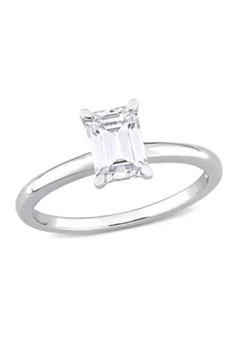 1 ct. t.w. Created Moissanite Emerald-Cut Solitaire Ring Sterling Silver