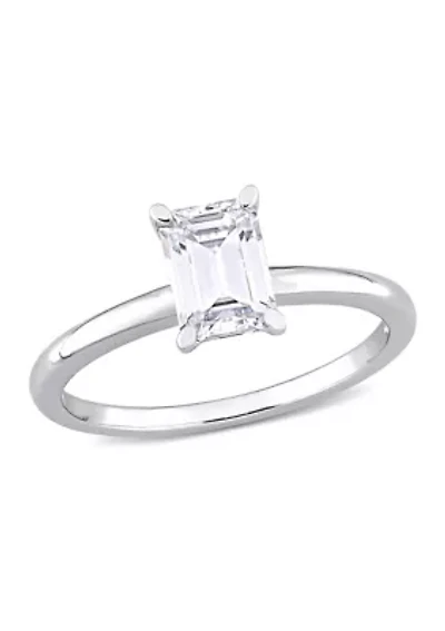 1 ct. t.w. Created Moissanite Emerald-Cut Solitaire Ring Sterling Silver