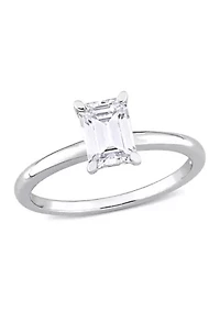 1 ct. t.w. Created Moissanite Emerald-Cut Solitaire Ring Sterling Silver