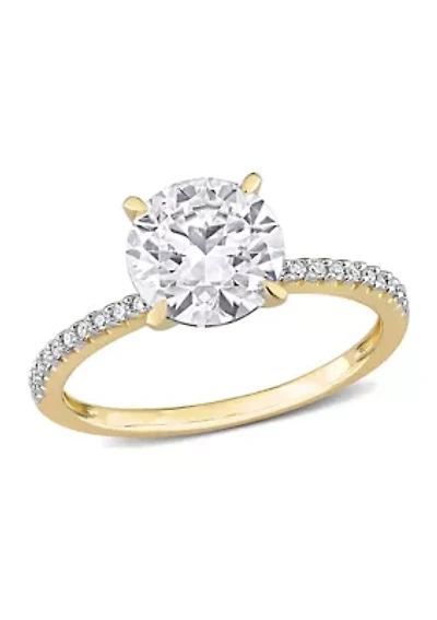 1.8 ct. t.w. Created Moissanite and 1/10 Diamond Engagement Ring 14k Yellow Gold