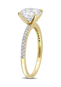 1.8 ct. t.w. Created Moissanite and 1/10 Diamond Engagement Ring 14k Yellow Gold