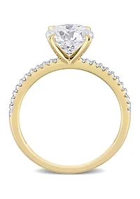 1.8 ct. t.w. Created Moissanite and 1/10 Diamond Engagement Ring 14k Yellow Gold