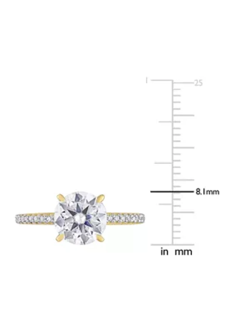 1.8 ct. t.w. Created Moissanite and 1/10 Diamond Engagement Ring 14k Yellow Gold