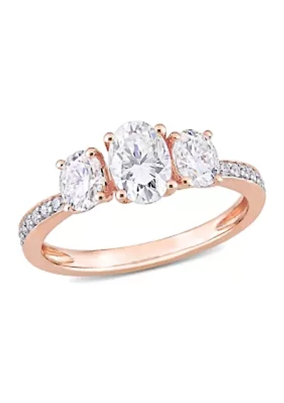 1.8 ct. t.w. Created Moissanite Oval 3-Stone Engagement Ring 10k Rose Gold