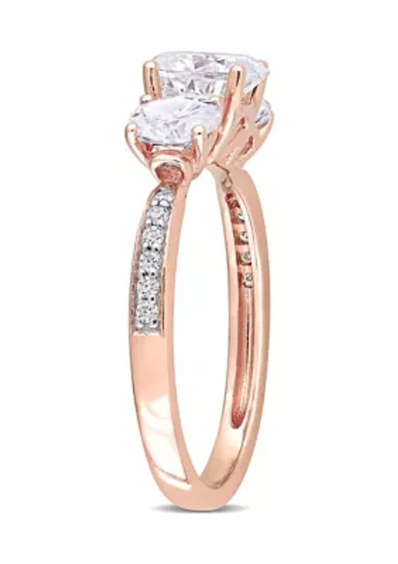1.8 ct. t.w. Created Moissanite Oval 3-Stone Engagement Ring 10k Rose Gold