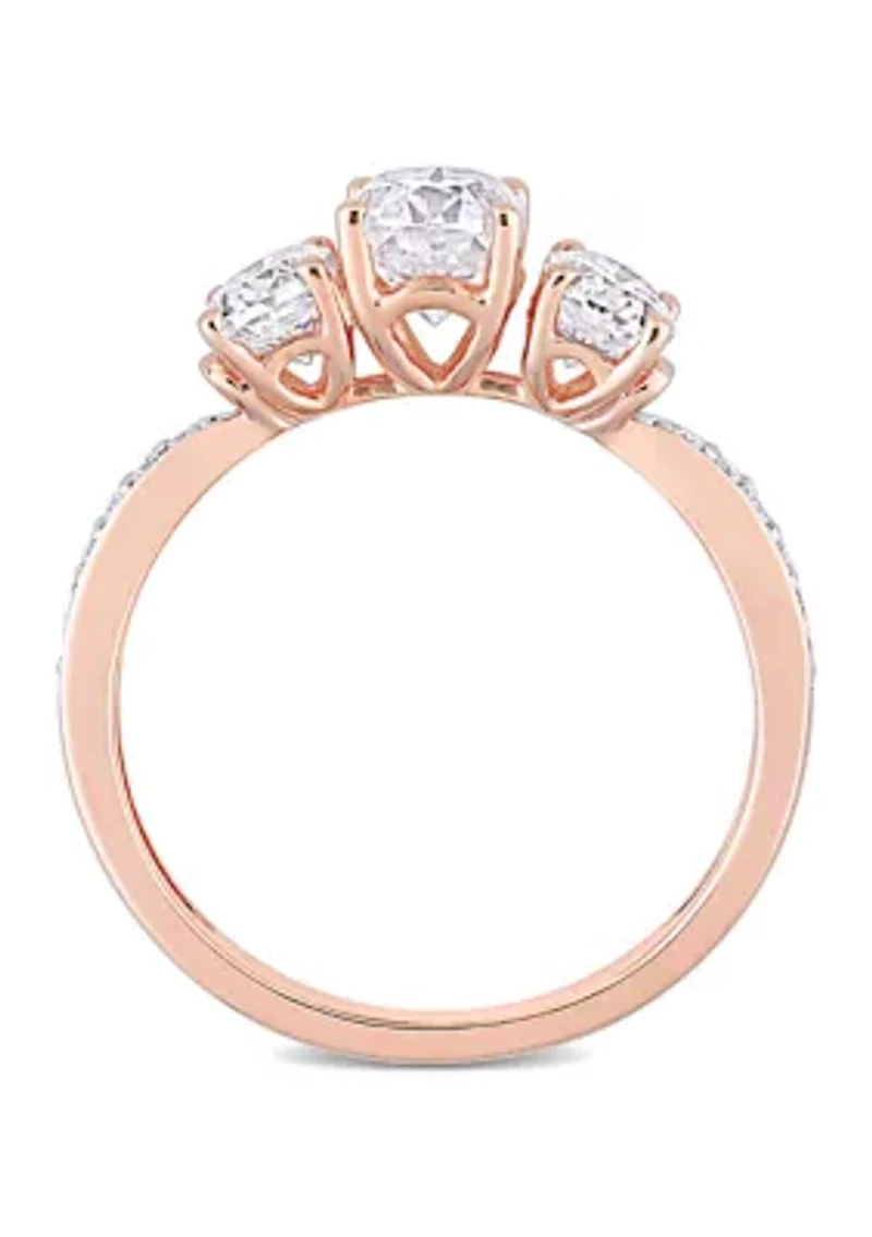 1.8 ct. t.w. Created Moissanite Oval 3-Stone Engagement Ring 10k Rose Gold