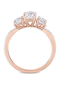 1.8 ct. t.w. Created Moissanite Oval 3-Stone Engagement Ring 10k Rose Gold