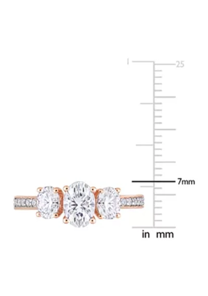 1.8 ct. t.w. Created Moissanite Oval 3-Stone Engagement Ring 10k Rose Gold