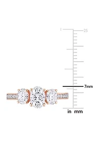 1.8 ct. t.w. Created Moissanite Oval 3-Stone Engagement Ring 10k Rose Gold