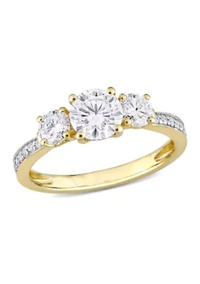1.37 ct. t.w. Created Moissanite 3-Stone Engagement Ring 10k Yellow Gold