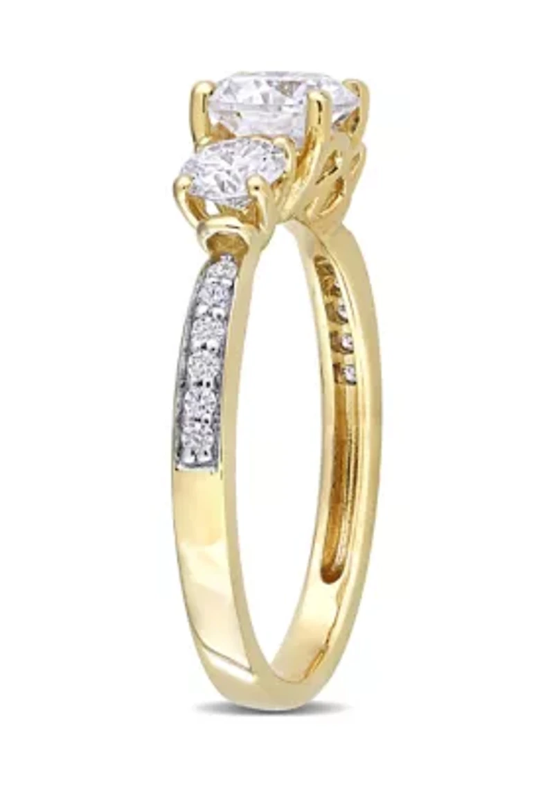 1.37 ct. t.w. Created Moissanite 3-Stone Engagement Ring 10k Yellow Gold