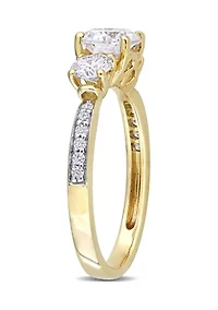 1.37 ct. t.w. Created Moissanite 3-Stone Engagement Ring 10k Yellow Gold