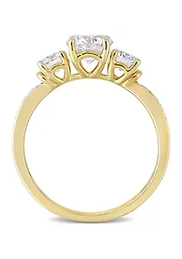 1.37 ct. t.w. Created Moissanite 3-Stone Engagement Ring 10k Yellow Gold