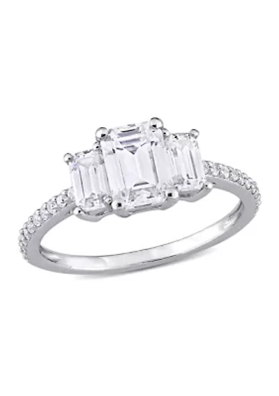 1.75 ct. t.w. Created Moissanite Octagon 3-Stone Engagement Ring 10k White Gold