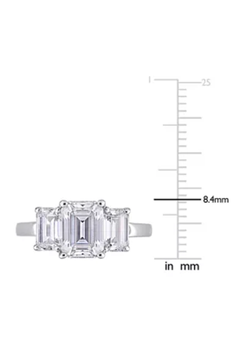 Lab Created Moissanite Three Stone Engagement Ring 10K Gold