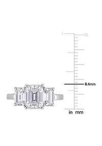 Lab Created Moissanite Three Stone Engagement Ring 10K Gold