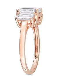 Lab Created Moissanite Three Stone Engagement Ring 10K Gold