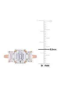 Lab Created Moissanite Three Stone Engagement Ring 10K Gold