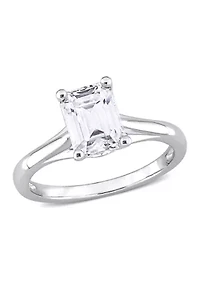 1.75 ct. t.w. Created Moissanite Emerald Cut Solitaire Ring 10k White Gold