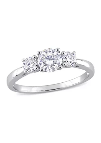 1 ct. t.w. Created Moissanite 3-Stone Engagement Ring Sterling Silver