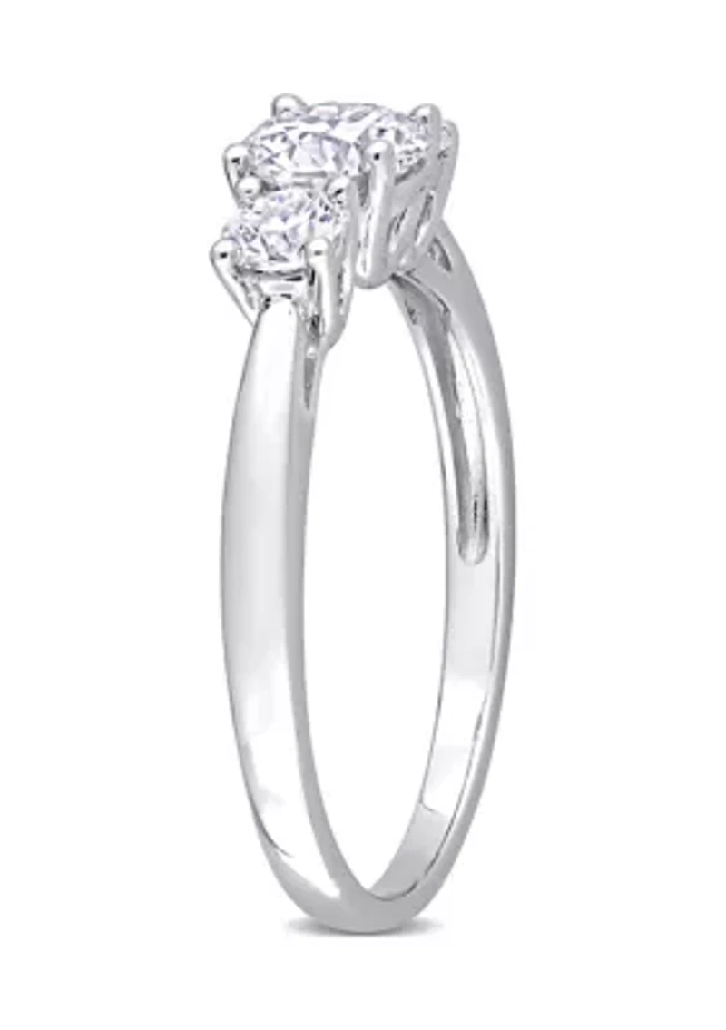 1 ct. t.w. Created Moissanite 3-Stone Engagement Ring Sterling Silver