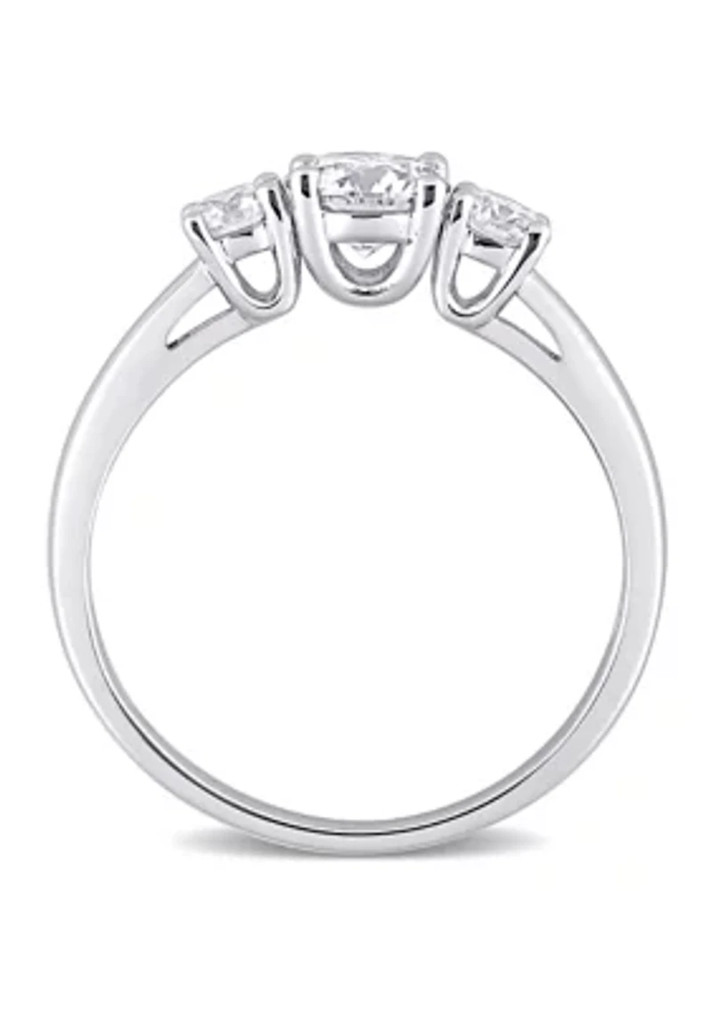 1 ct. t.w. Created Moissanite 3-Stone Engagement Ring Sterling Silver
