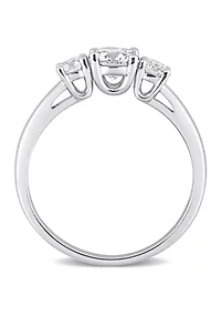 1 ct. t.w. Created Moissanite 3-Stone Engagement Ring Sterling Silver