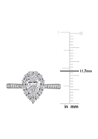1.37 ct. t.w. Created Moissanite Teardrop Halo Engagement Ring Sterling Silver