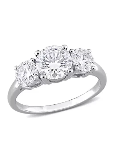 2.25 ct. t.w. Created Moissanite Three-Stone Engagement Ring Sterling Silver