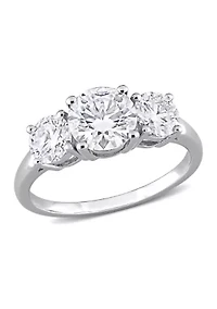 2.25 ct. t.w. Created Moissanite Three-Stone Engagement Ring Sterling Silver