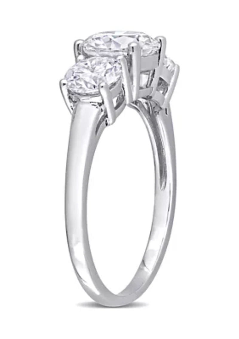 2.25 ct. t.w. Created Moissanite Three-Stone Engagement Ring Sterling Silver