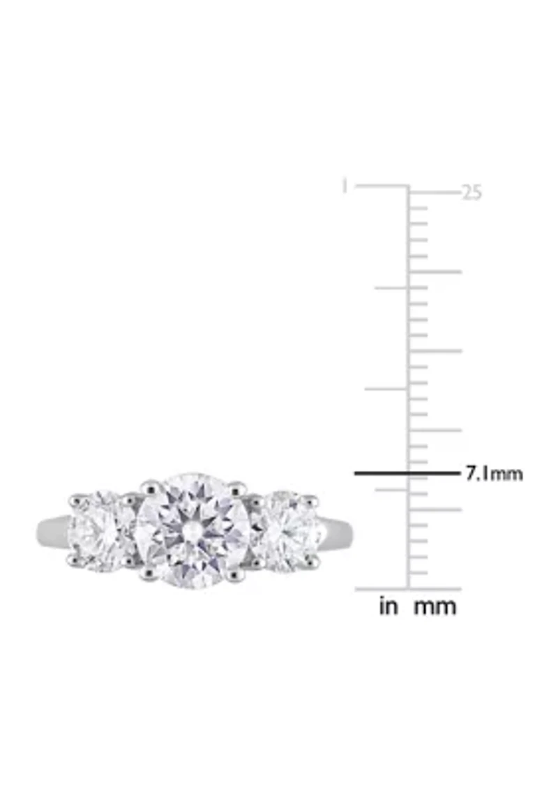2.25 ct. t.w. Created Moissanite Three-Stone Engagement Ring Sterling Silver