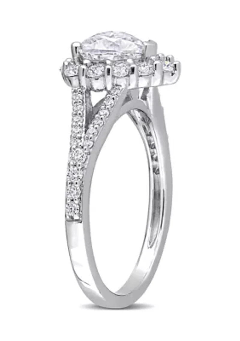 1.5 ct. t.w. Created Moissanite Heart Halo Engagement Ring Sterling Silver