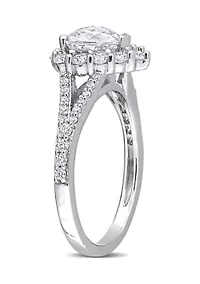 1.5 ct. t.w. Created Moissanite Heart Halo Engagement Ring Sterling Silver
